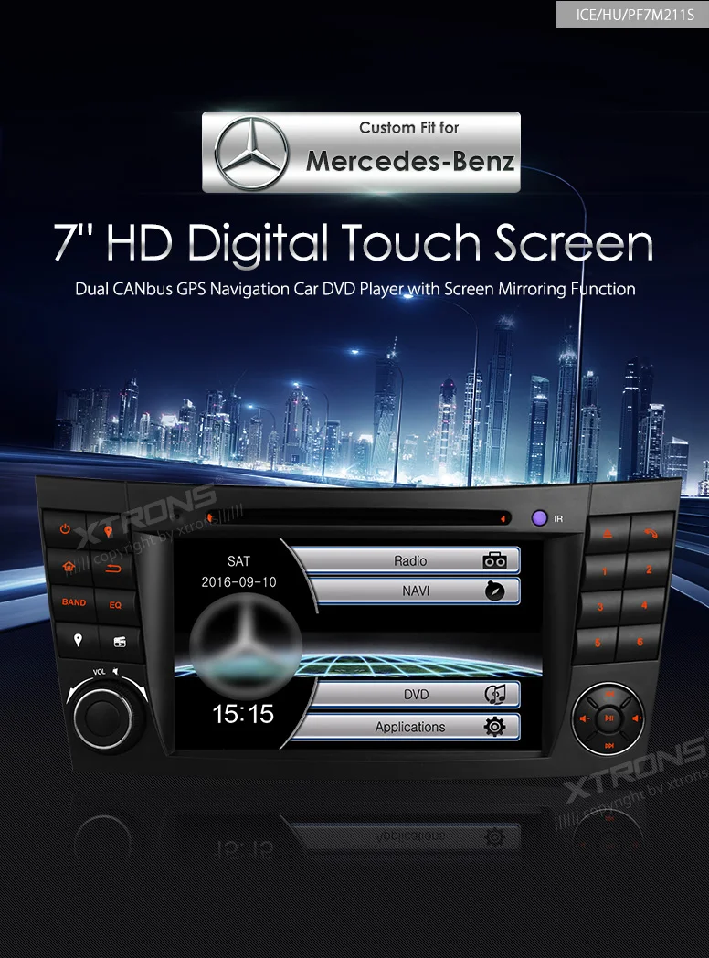 Perfect XTRONS 7 inch 2 din Radio Car DVD Player CANbus GPS Navigation for Mercedes Benz E-Class W211 E200 E220 E240 E270 E280 2002-2008 0