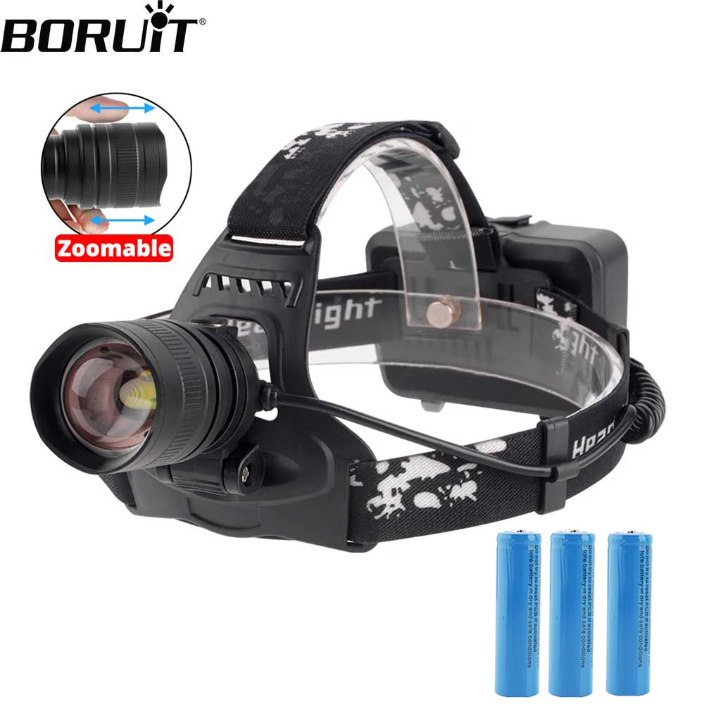 

BORUiT 2806 XPH50 LED Headlight Zoomable 3 Mode Headlamp USB Charger 18650 Battery Head lamp Torch Hunting Flashlight camping
