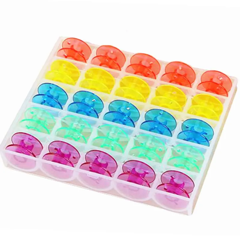 

25Pcs Plastic Empty Bobbins Sewing Machine Spools Plastic Case Storage for Home Needlework Tool Sewing Accessories AA7246