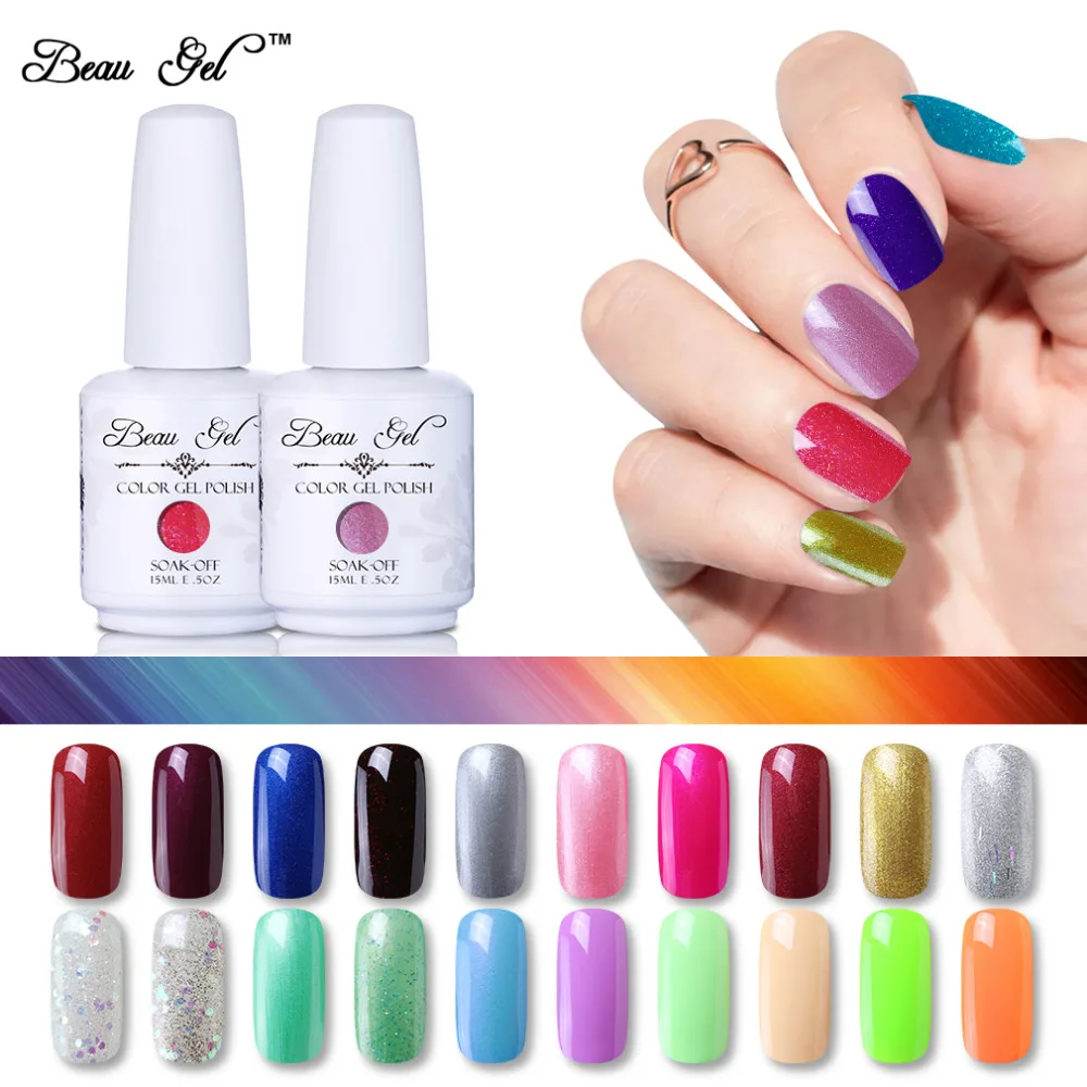 

Beau Gel 15ml 298 Colors Gel Nail Polish Soak Off UV LED Gelpolish Nail Gel Varnish Pure Color Nail Art Manicure Hybrid Lauquer