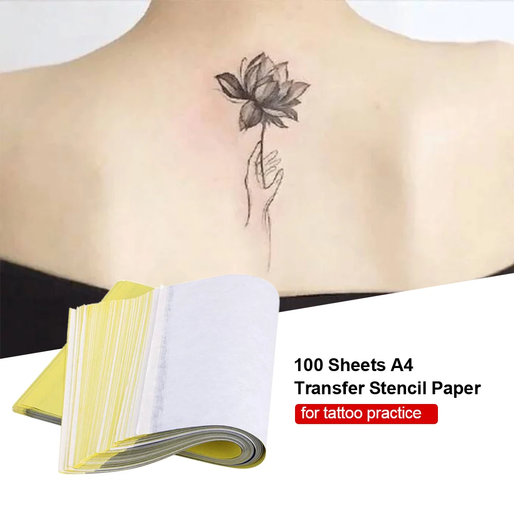 

100Pcs Tattoo Transfer Paper A4 Transfer Stencil Paper Tattoo Practice Skin for Tattoo Needle Machine Tattoo Accessories