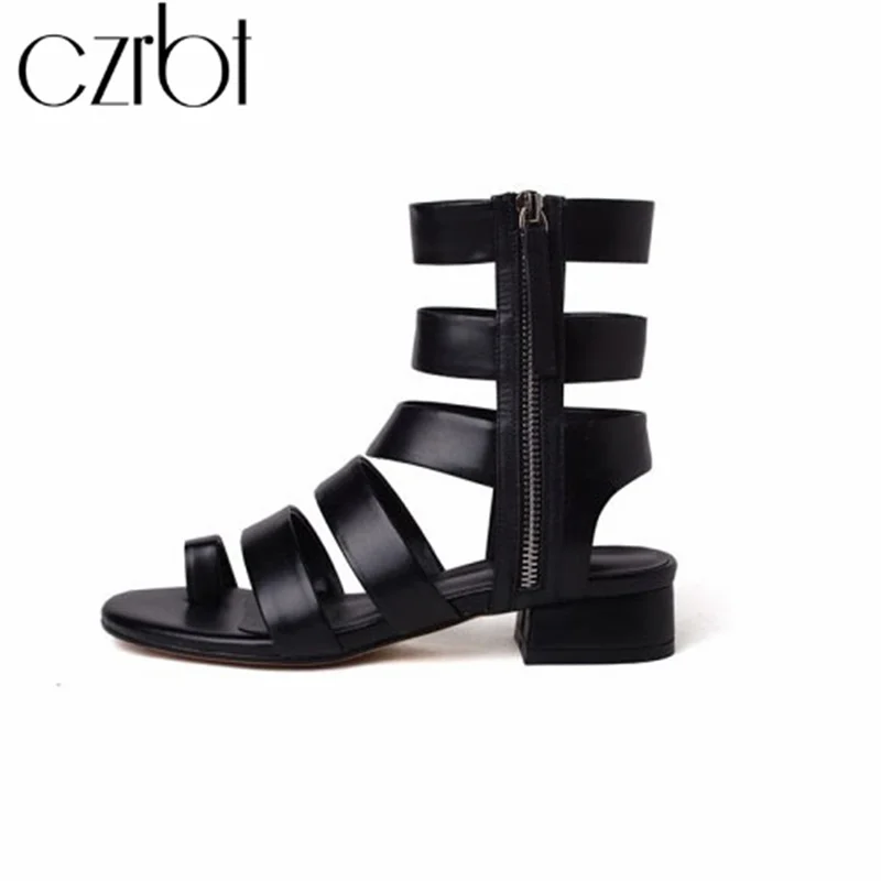 

Czrbt 2019 Summer New Shoes Women Genuine Leather Women Sandals Casual chaussures femme Non-slip Wear-resisting zapatos de mujer