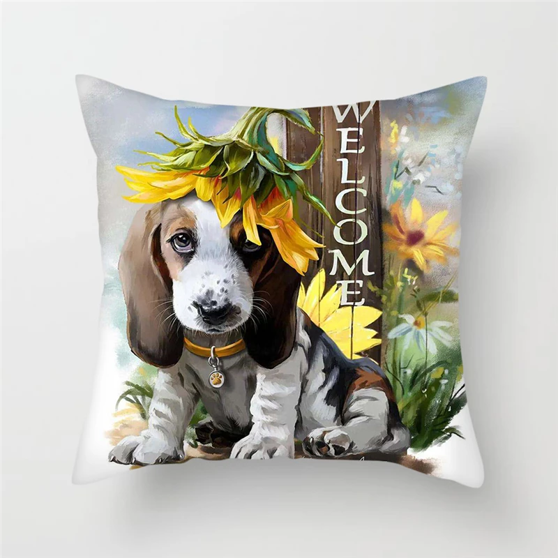 

Fuwatacchi Cute Animal Cushion Covers Lovely Dogs Printed Throw Pillow Covers Sofa Chair Car Home wedding Decor Pillowcases