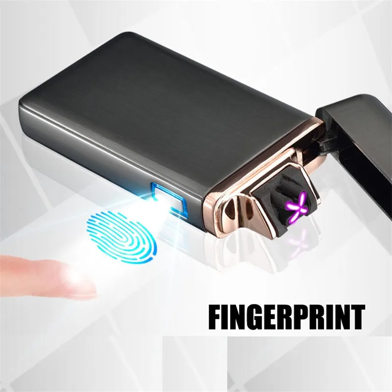 Новый Умный отпечатков пальцев пульсирующая с двойной дугой Электронные USB Авто прикуриватели перезаряжаемые Encendedor плазменной двойной