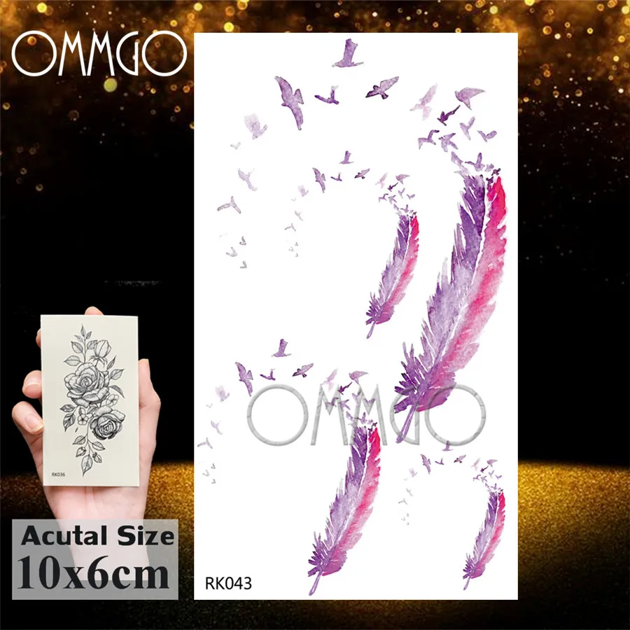Временная тату наклейка OMMGO с этническим тотемным пером для женщин и мужчин