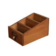 Многофункциональный деревянный ящик для хранения канцелярских принадлежностей с коробка с отсеками компактный настольный органайзер для домашнего офиса стол