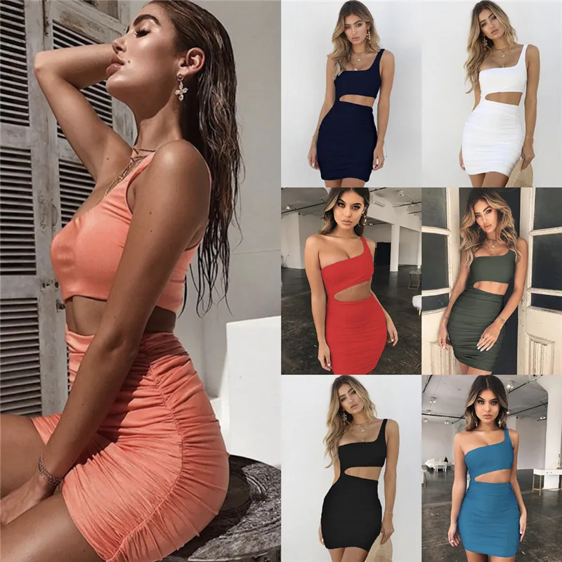 

Women's Dress Irregular Slim New Sexy Casual 2019 Summer Sexy Dress Asymmetric Strapless Dress