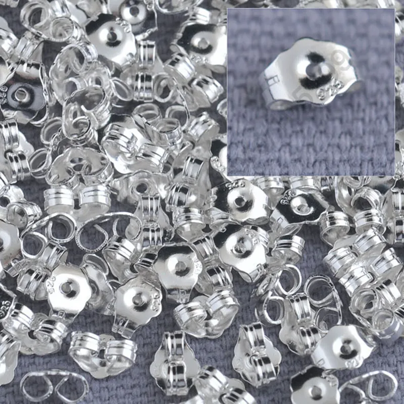 

1000pcs Factory Price Bulk Pure 925 Sterling Silver Jewelry Findings Back Stopper For Stud Pin Jewelry Settings 925 LOGO