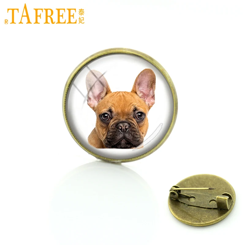 

TAFREE Smart Dog Brooch French bulldog cocker spaniel Pins the most patient and kid-friendly fashion Glass women jewelry DG25