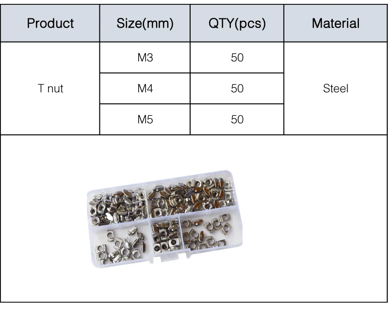 M3 M4 M5 T-nut 2020 serie Slot Sliding T Nut Hammer Drop In Fasten Connector Aluminum Extrusion Profile Groove Assortment Kit |