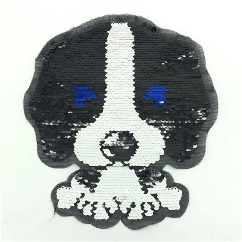 Clothing women Sequin patches Reversible change color French Bulldog Up and Down Flip Patch for clothes stranger things Stickers | Дом и сад