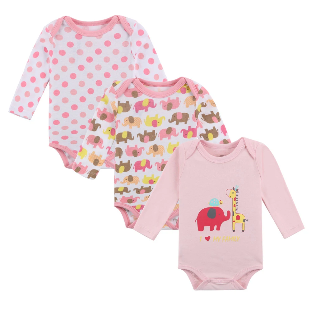 

Fairy baby baby kid clothes girl's long-sleeved pink elephant tights 3 pieces cute body suit romper