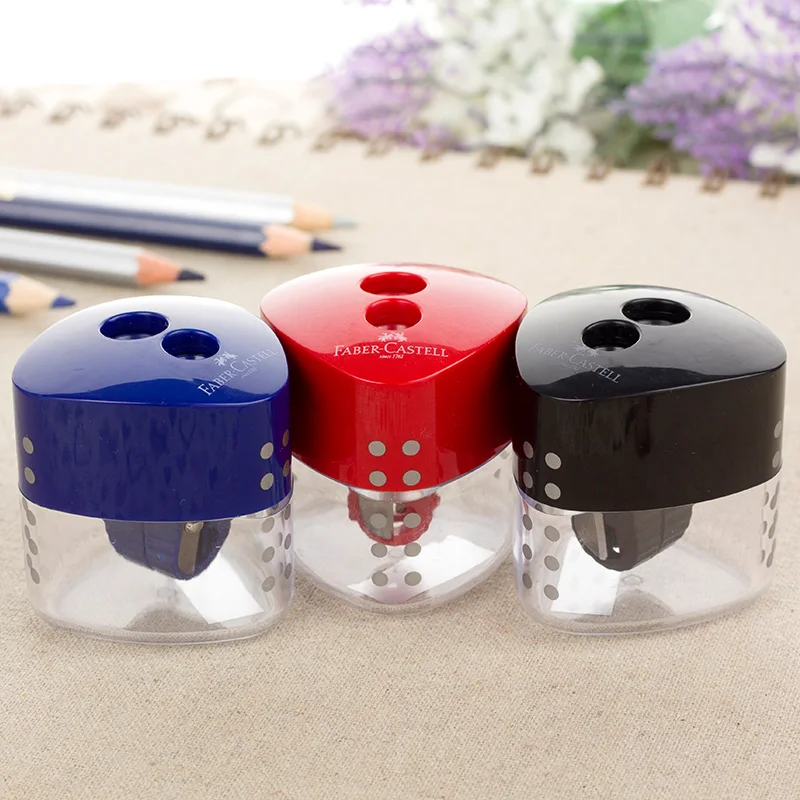 1pc Faber Castell pencil sharpener 1831 Double Hole Red/Blue/Black with