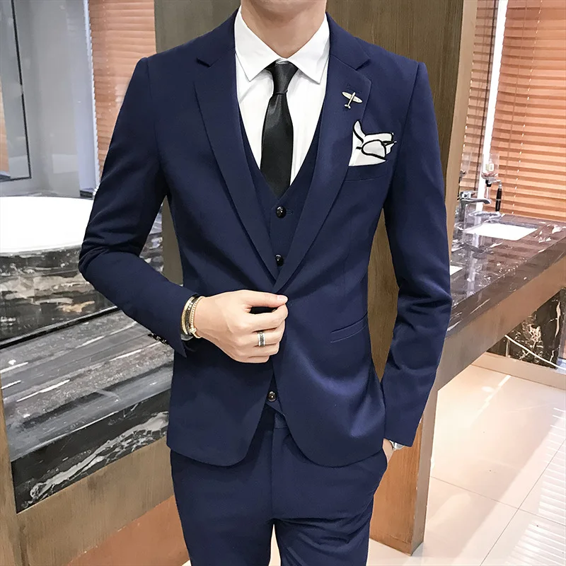 Trajes De Hombre,, однотонный, Деловой, Повседневный костюм, мужской, британский стиль, тонкий, для жениха, свадебное платье