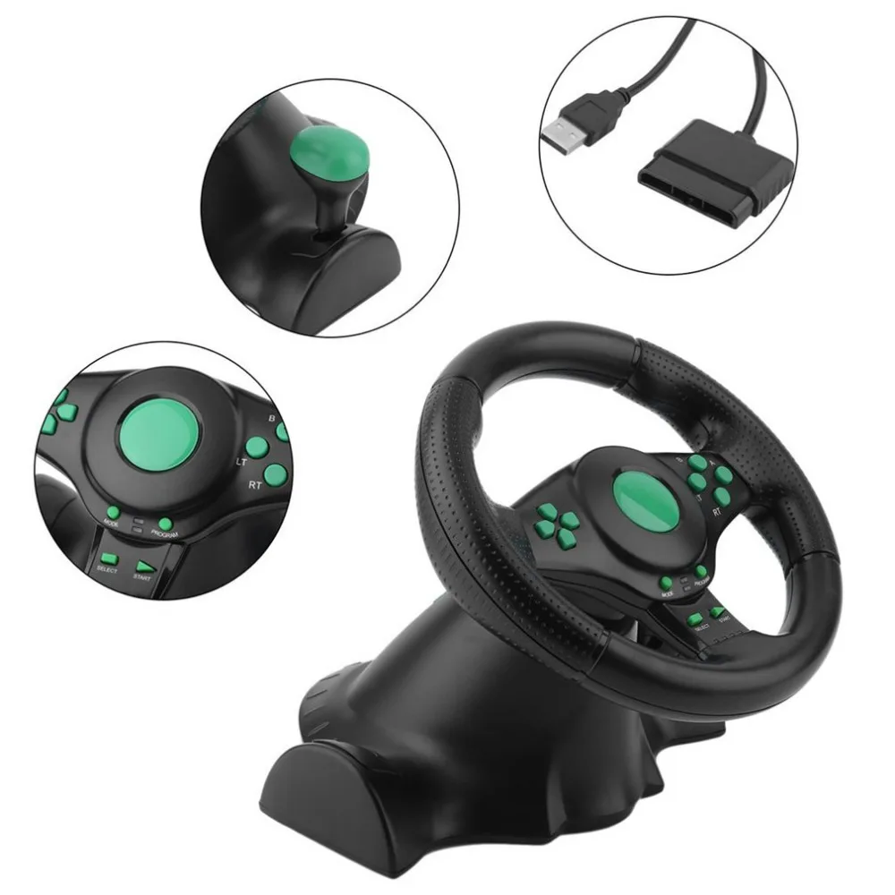 Вращение игровой вибрации 180 градусов гоночный руль с педалями для xbox 360 для PS2 для PS3 PC USB Автомобильное рулевое колесо