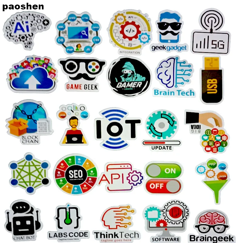 50 PCS Programming Language Sticker Java Html APP Software Program Stickers for Geek DIY Laptop Macbook Computer Phone PS4
