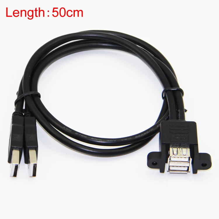 Bochara USB 2,0 Удлинительный кабель двойной USB Мужской к двойной женский с винтовым креплением на панель папа к женскому M/F черный 30 см 50 см 1 м 1,5 м