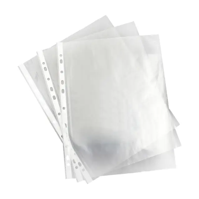 A4 Plástico Transparente Perfurado Bolsos Pastas