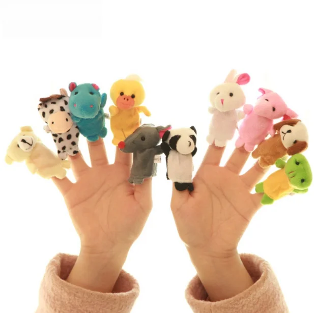 Новинка; Детские плюшевые игрушки; пальчиковые куклы; реквизит для рассказов; 10 шт.; Животные и 6 шт.; Семейные куклы; детские игрушки; детский подарок; WYQ