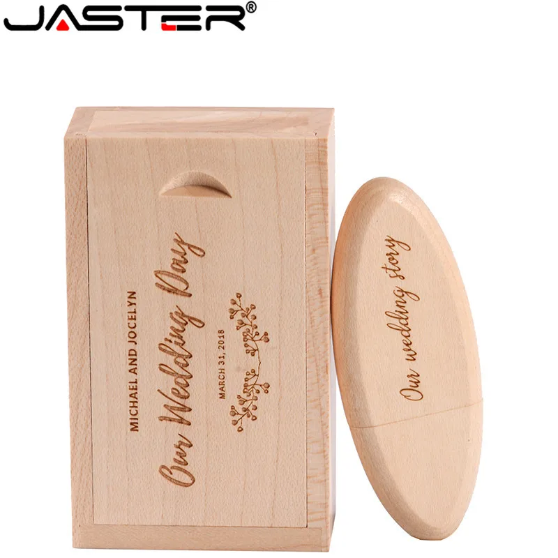 

JASTER New(over 10 pcs free customize LOGO) wooden stick with box USB Flash Drive 4GB/8GB/16GB/32GB/64GB Creative Gifts