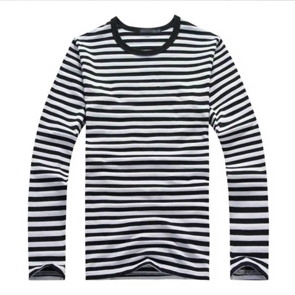 Fashion Sea striped T Shirts Men O Neck Long Sleeve Cotton Mens T Shirt ...