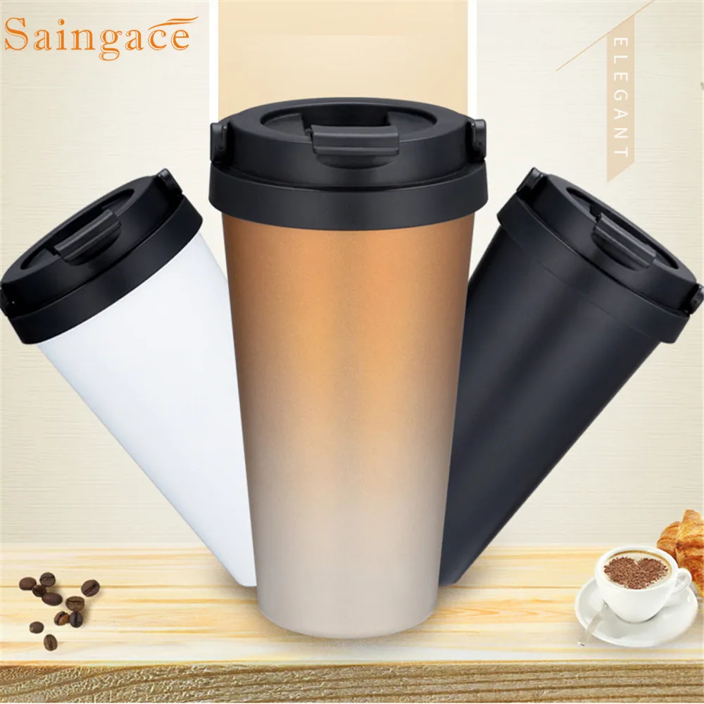 

Saingace simple Business Stainless Steel Coffee Cup Portable Insulated Travel Vacuum Flask Thermos Cup 2019 new dropshipping hot