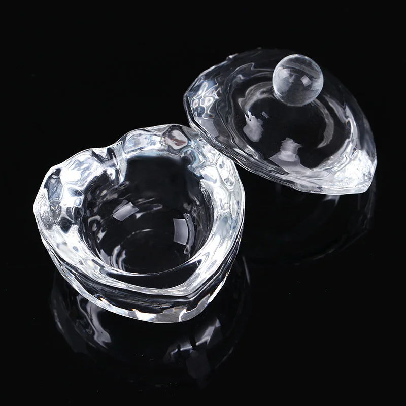

Crystal Glass Cup Powder Poly Extension Gel Silp Solution Nail Arcylic Container Heart Octangle Bowl Dappen Dish Nail Art Tool