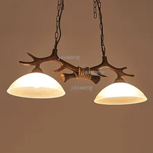 Современная люстра античный двойной рога люстра освещение смолы ресторан Droplight блеск кафе Лофт декоративная люстра потолок