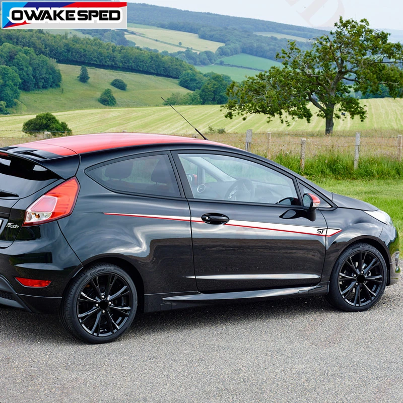 Гоночные спортивные полосы автомобильные наклейки на талию для Ford Fiesta ST RS Hatchback