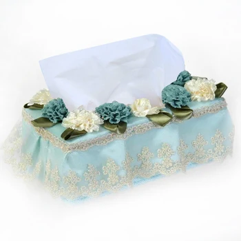 

Wedding Tissue Boxes Tissue Box Cover Car Room Decortive Embroidery Napkin Holder Cover Lace Flower Removable Tissue Case Facial
