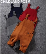 1-5Y Automne bébé garçons vêtements Poche Tricoté bébé Barboteuses Salopette Combinaisons Garçons Filles De Couleur De Sucrerie Bib Harem Pantalons Enfants Vêtements