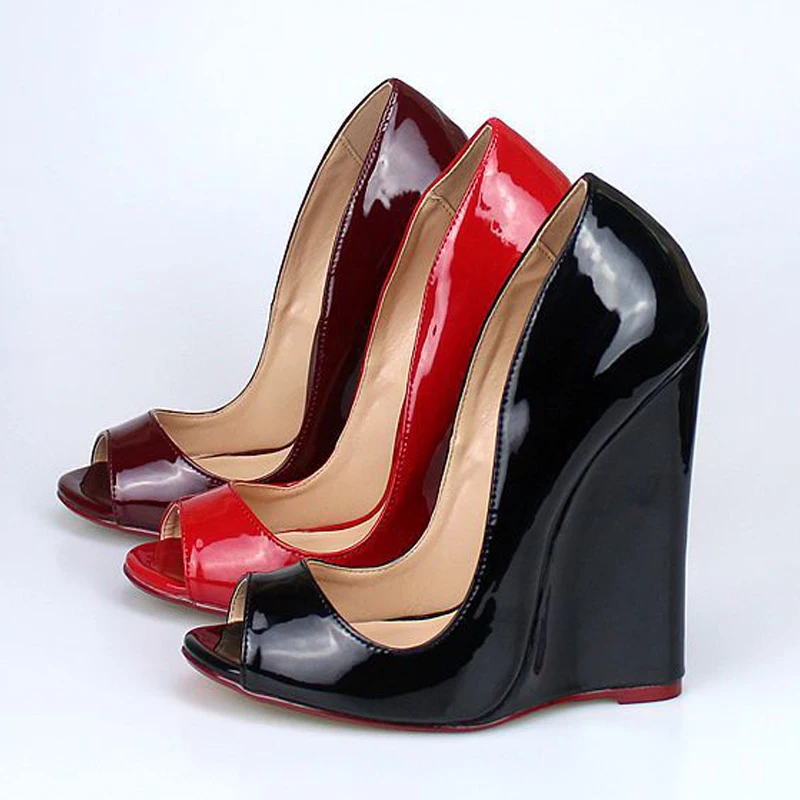 Tamaño Red Color Verano Toe Moda red Peep Pescado Nueva Gran Sexy Cuero Alto 46 Boca Bombas Zapatos Black Mujer Tacón 40 Baja wine Sólido De dqvSwq