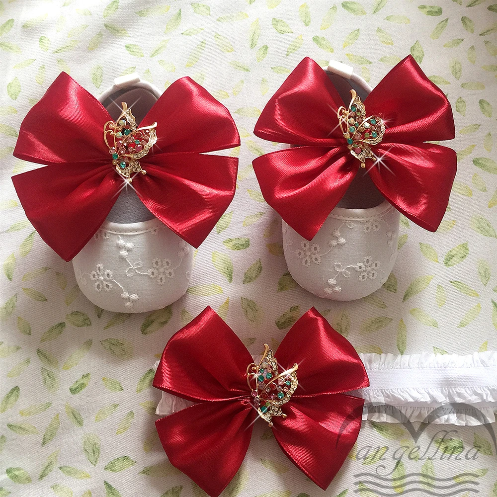 red sparkle baby shoes