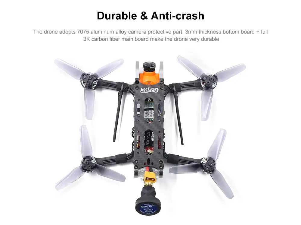 GEPRC GEP - CX Cygnet 145mm 3 inch RC FPV Racing RC Drone Stable F4 20A 48CH RunCam Split Mini 2 1080P HD Camera UAV- Black BNF ( with FRSKY XM+ Receiver)