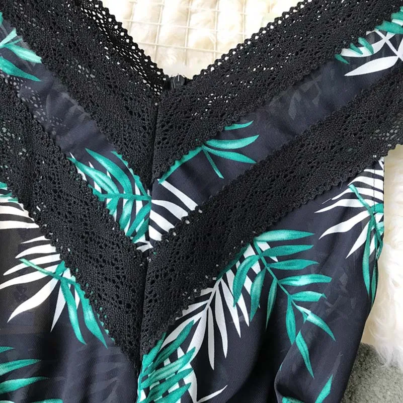 Boho кружевной короткий женский комбинезон с v-образным вырезом туника цветочный сексуальный корейский открытая спина Летний Пляжный без рукавов плюс размер женский комбинезон Комбинезоны