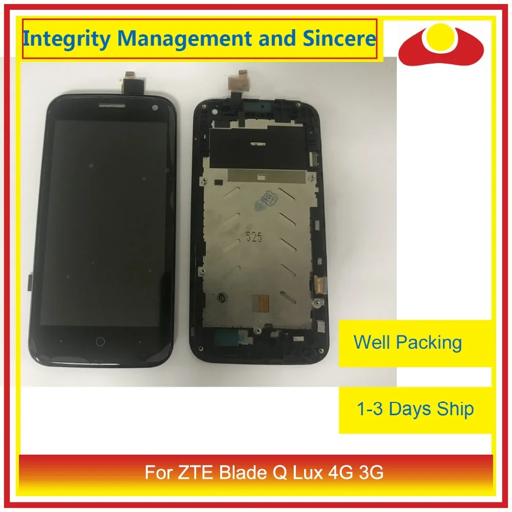 

High Quality For ZTE Blade Q Lux 4G 3G LCD Display Touch Screen Digitizer Sensor Assembly Complete with Frame Replacement Black