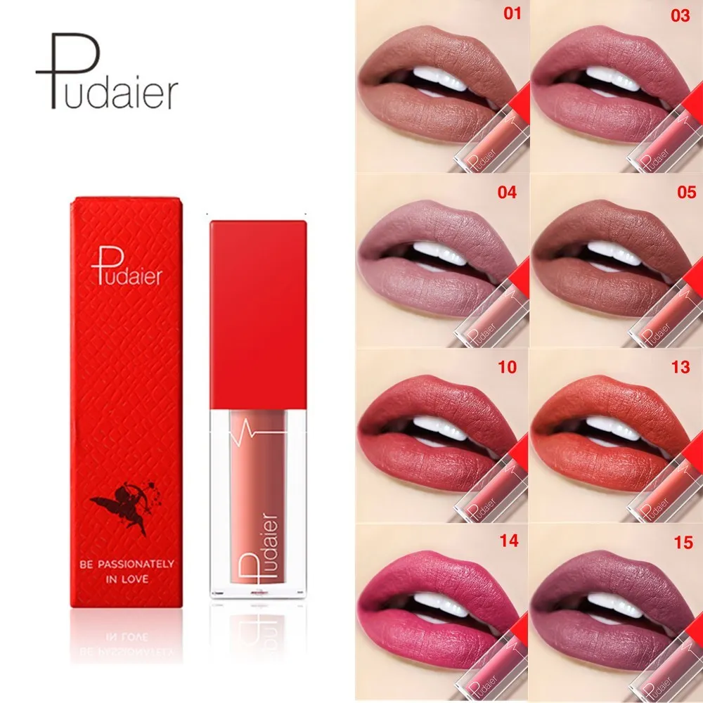 

Pudaier 18 Color Makeup Matte Lipstick Waterproof Matt Lip Stick Long Lasting Nude Color Women Batom Professional Lips Maquiagem