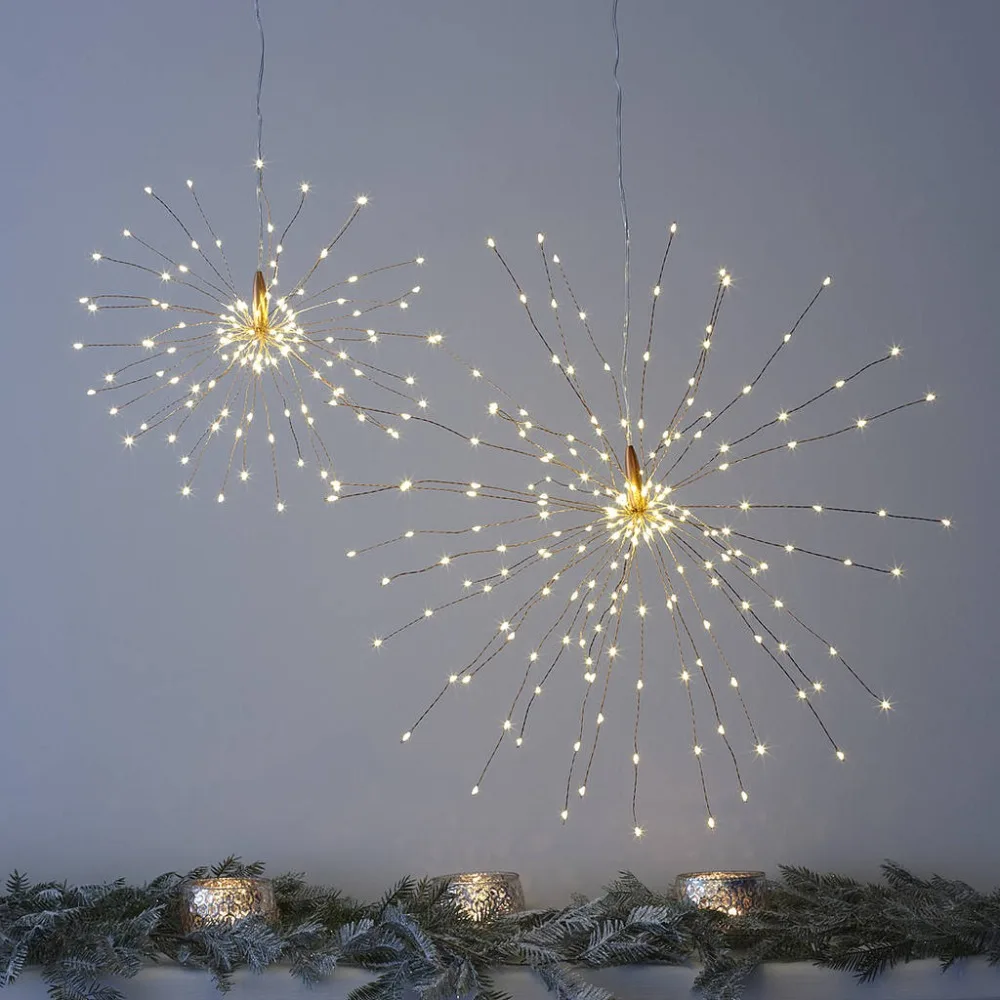 Günstig 200 LED Kupfer Starburst Hängen Lichter Blinken Lichter Fernbedienung Batterie für Weihnachten Hochzeit Party Im Freien Dekoration