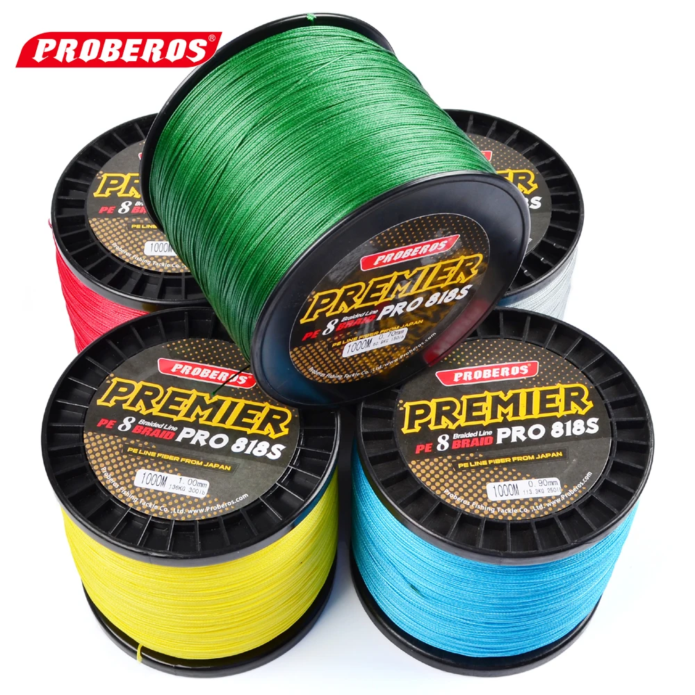 

1000M PROBEROS PE Fishing Line 8 stands 8 Weaves High Quality Japan Braided Wire Available 10LB-100LB PE Line Yellow Package