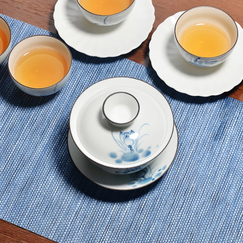 PINNY Hand Painted Ceramic Tea Set High Quality White Porcelain Gaiwan Chinese Tea Service Porcelain Cup HandMade Teapots
