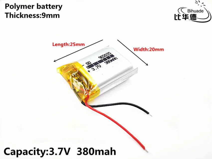 Литиевая батарея хорошего качества 3,7 V, 380mAH 902025 полимерный литий-ионный/литий-ионный аккумулятор для планшетных ПК банк, gps, mp3, mp4