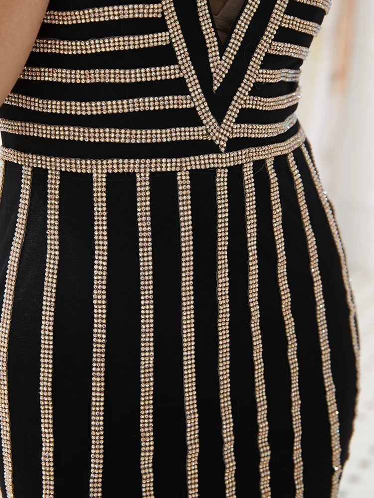 Evening Dresses Party Long 2019 Black Rhinestone Sheer Neck Short Sleeves Mermaid Dubai Mermaid Sexy Prom Gowns Walk Beside You