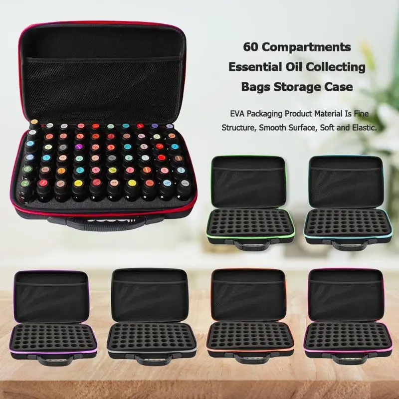 60 Compartments Essential Oil Collecting Storage Bags Storage Case Portable Travel Essential Oil Bottle Oil Box Collecting Case