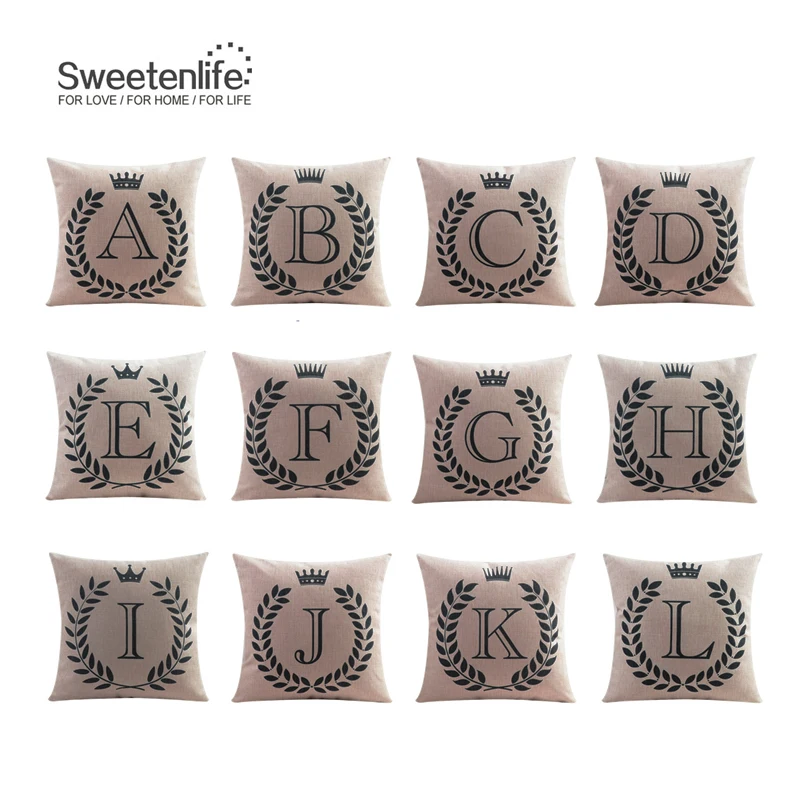 

Sweetenlife Nordic Style Decorative Cushions English letters Throw Pillows 50*50 Pillow Covers Cotton Linen Sofa Cushion Pillows