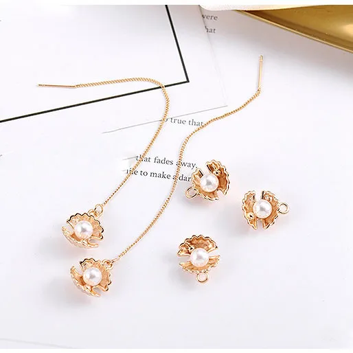 

10pcs/Bag Alloy Shell Pearl Pendant Handmade Jewelry Charms Jewelry Findings for DIY Earrings Material boucles d oreille femme