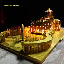 MICROWORLD кафедральный собор Святого Петра 3D металлическая головоломка DIY Сборная модель здания для мужчин подарок коллекция хобби золото серебро