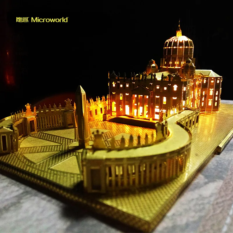 

MICROWORLD St. Peter's Basilica Cathedral 3D Metal Puzzle DIY Assembled Building Model Men Gift Hobby Collvetion Gold Silver