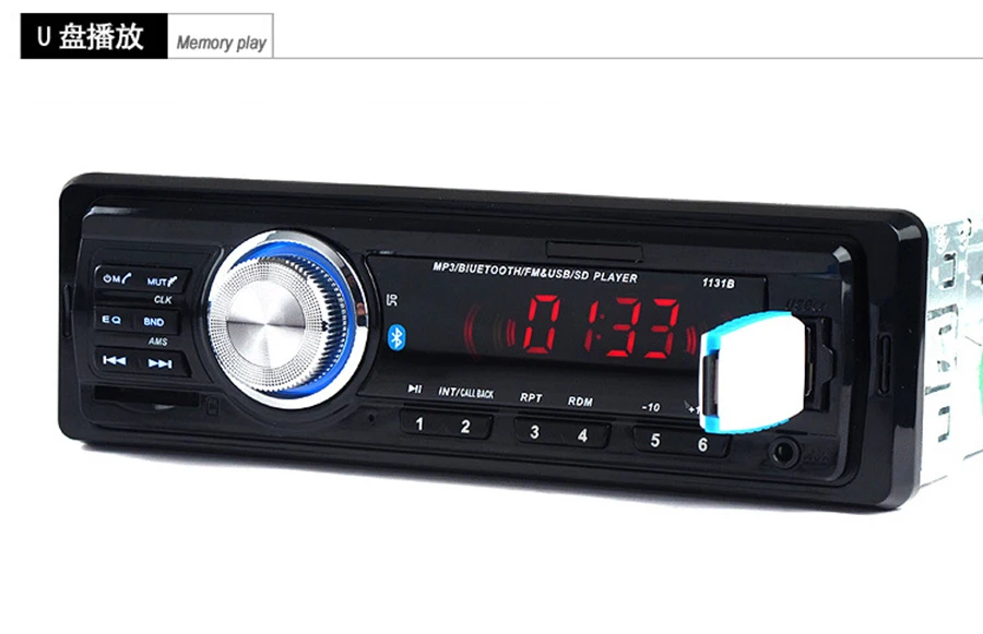 Asvegen автомобильный Радио плеер 12 в стерео Mp3 музыкальный Авто аудио SD/MMC карта USB AUX
