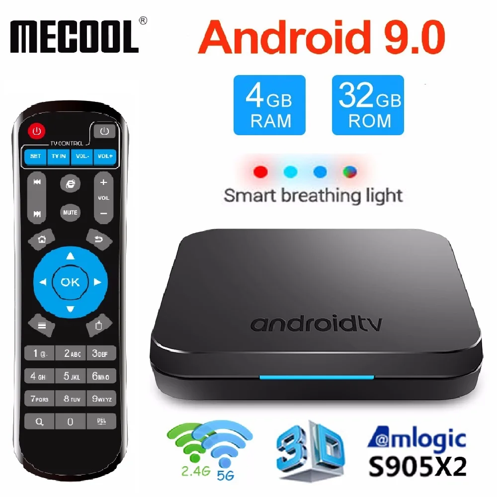  Mecool KM9 Android 8.1 TV Box BT 4.1 Voice Control S905X2 4GB 32GB Smart TV Box2.4G/5G WiFi Set Top