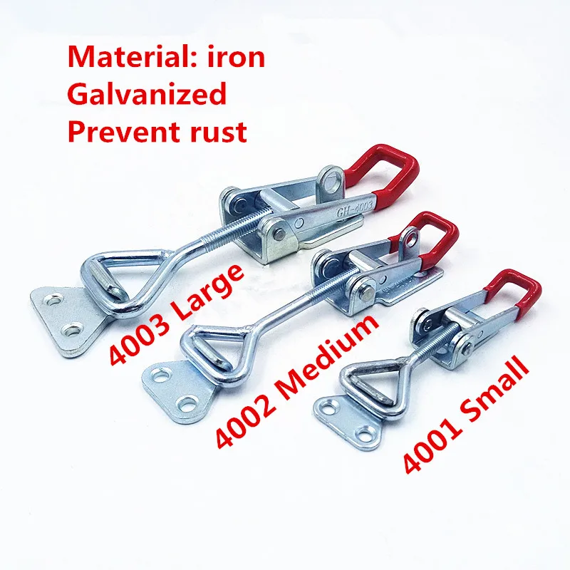 

Horizontal Toggle Clamp Galvanization Adjustable Length Toolbox Case Metal Toggle Latch Catch Clasp Silver+Red